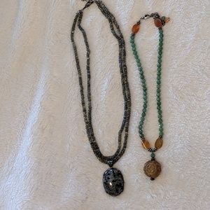 Necklaces. Blue and green.  2!!!!